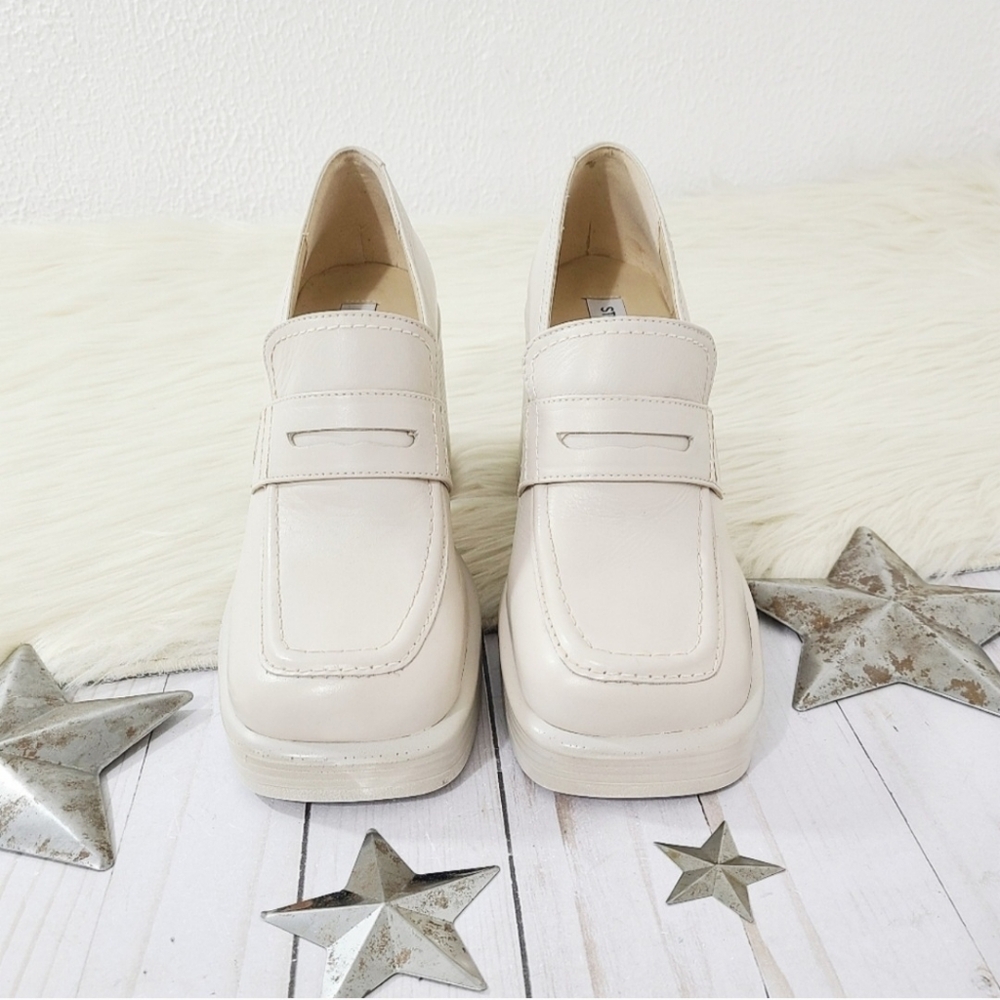 Steve Madden Fulfill platform penny loafer Ivory beige size 8.5
